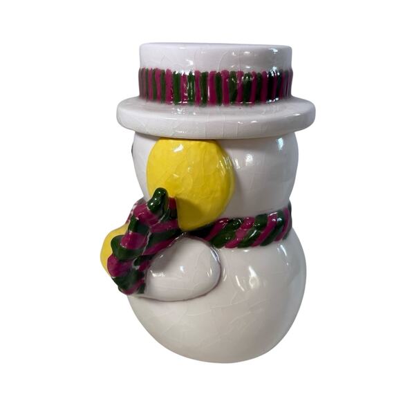 Houston Harvest Snowman Cookie Jar Christmas Ceramic Canister Vintage Holiday 7” - Picture 6 of 15
